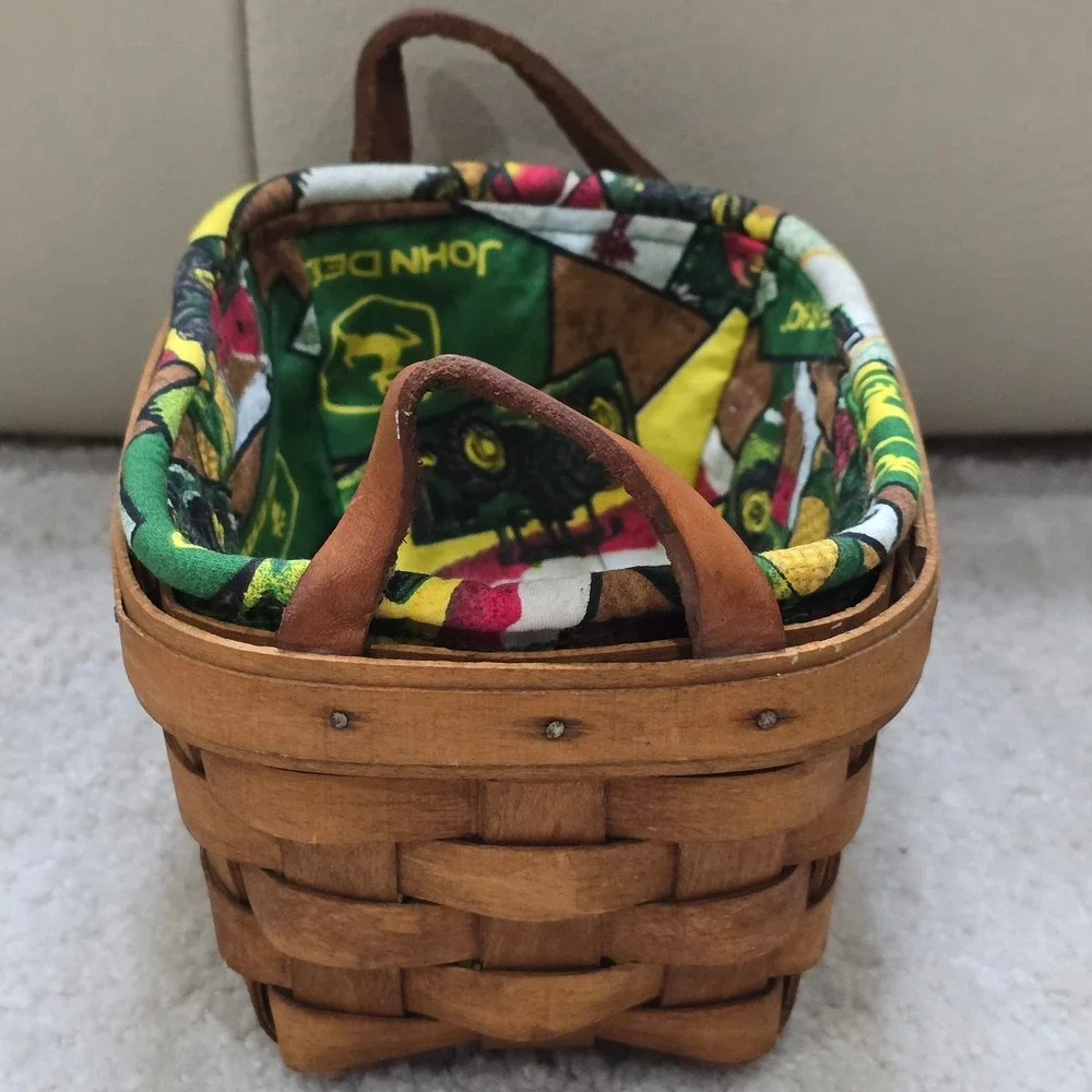Vintage Longaberger‎ Handwoven Basket John Deere Liner 2002 Dresden Ohio USA